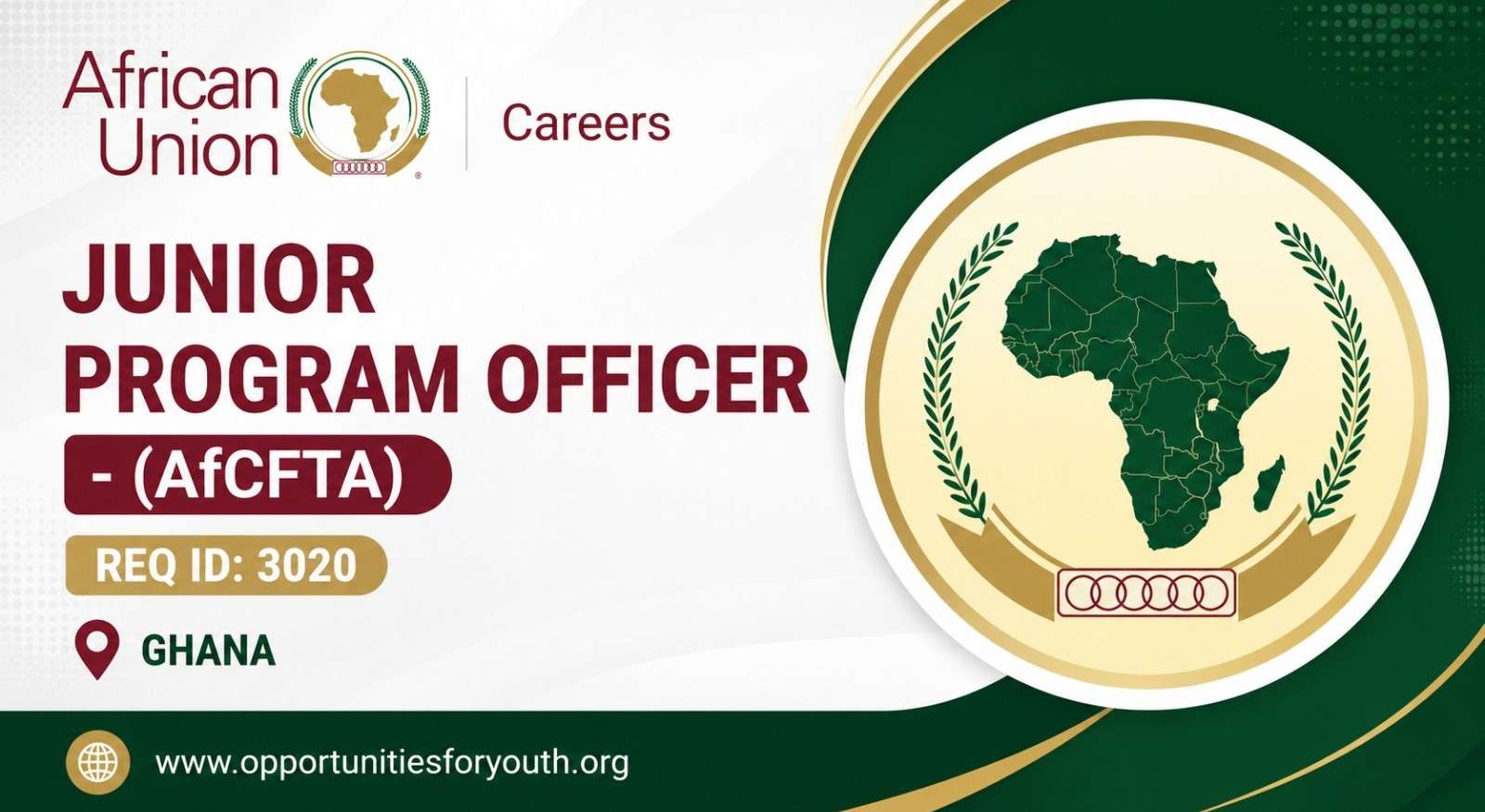 African Union Junior Program Officer (AfCFTA) Recruitment 2026 in Ghana | Earn Up to US$77,425 Per Year