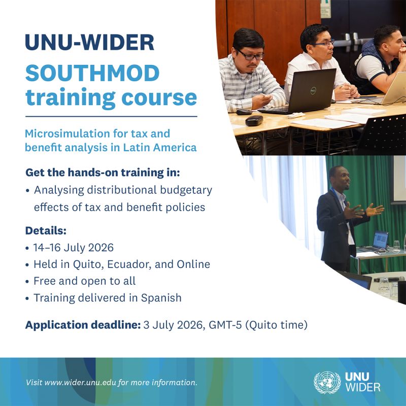 Free SOUTHMOD Training Course 2026 on Tax and Benefit Microsimulation for Latin America | Hybrid Participation in Quito, Ecuador