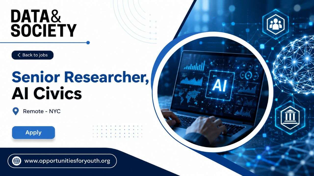 Senior Researcher, AI Civics at Data & Society Research Institute (Remote, USA): Salary of $78,000–$97,000, Full Benefits, and Applications Open Until July 30, 2026.