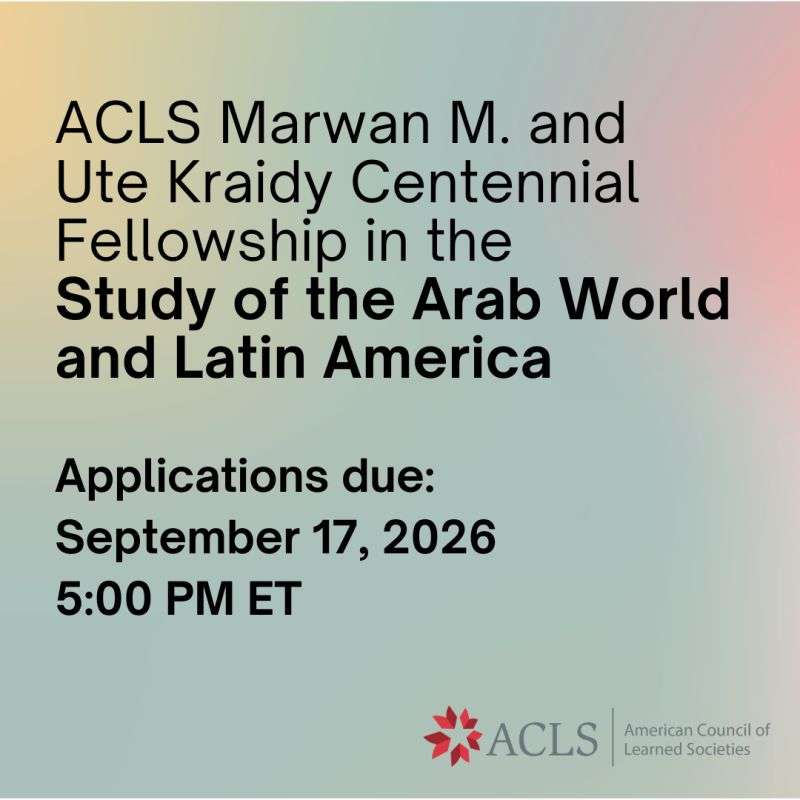 ACLS Fellowships 2026–27: Up to $60,000 for Humanities and Interpretive Social Sciences Research.