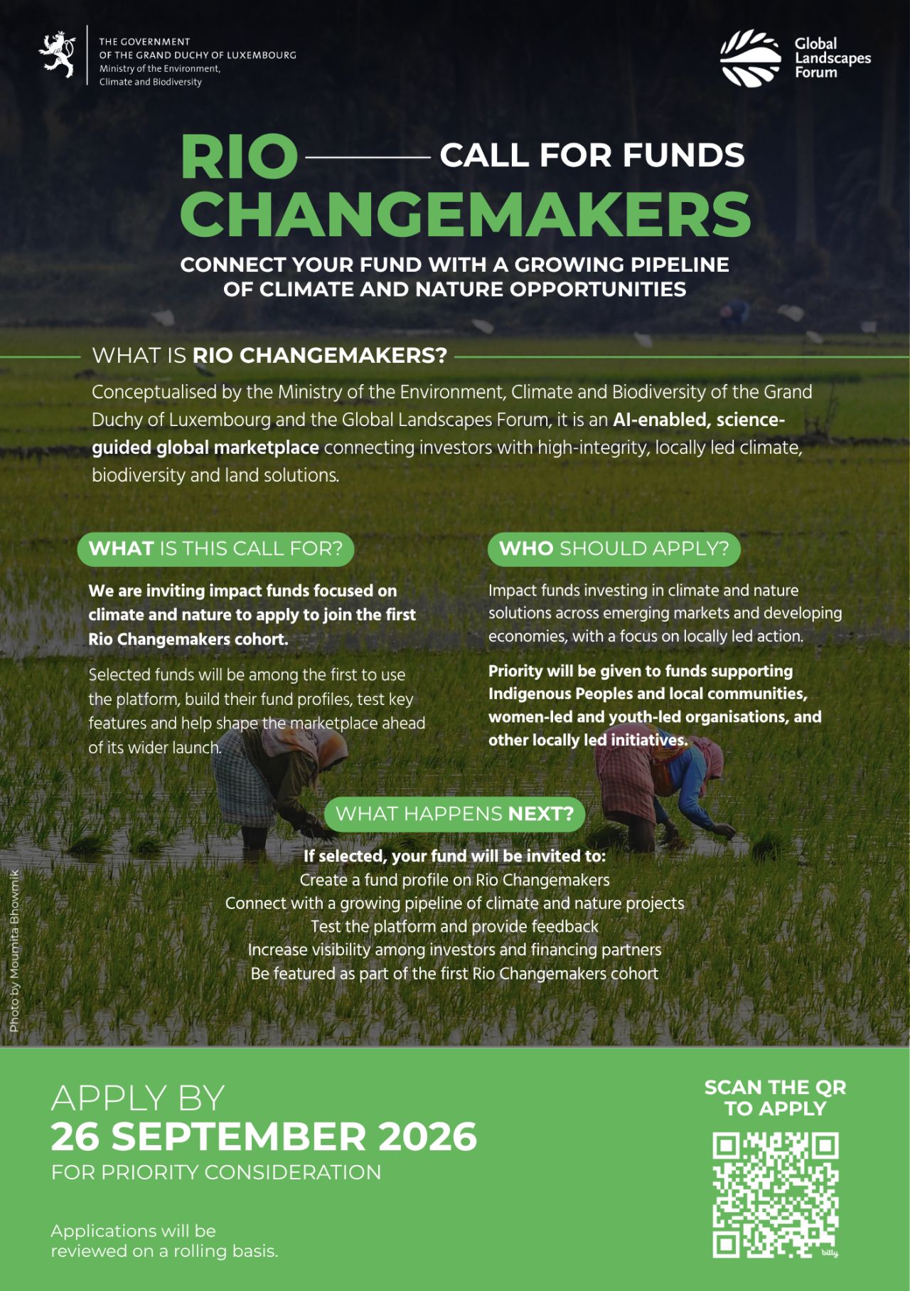 Rio Changemakers Call for Funds: Apply to Join the First Global Climate and Nature Investment Cohort