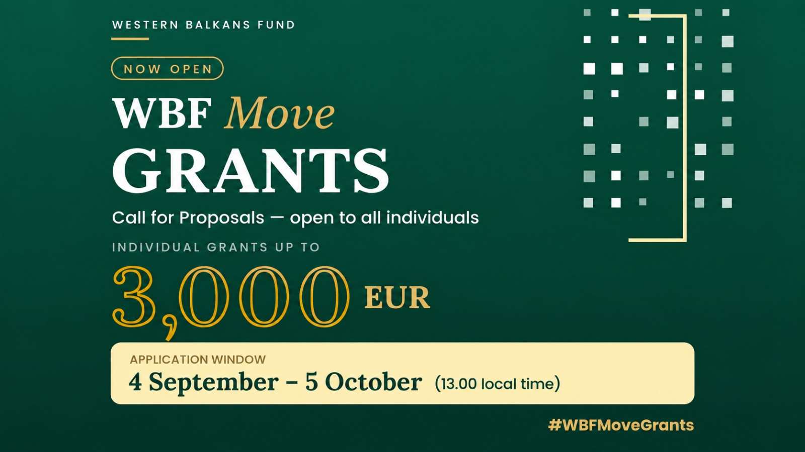 Western Balkans Fund MOVE Grants 2026: Apply for Up to €3,000 for Regional Mobility, Cultural Exchange, Research and Professional Development