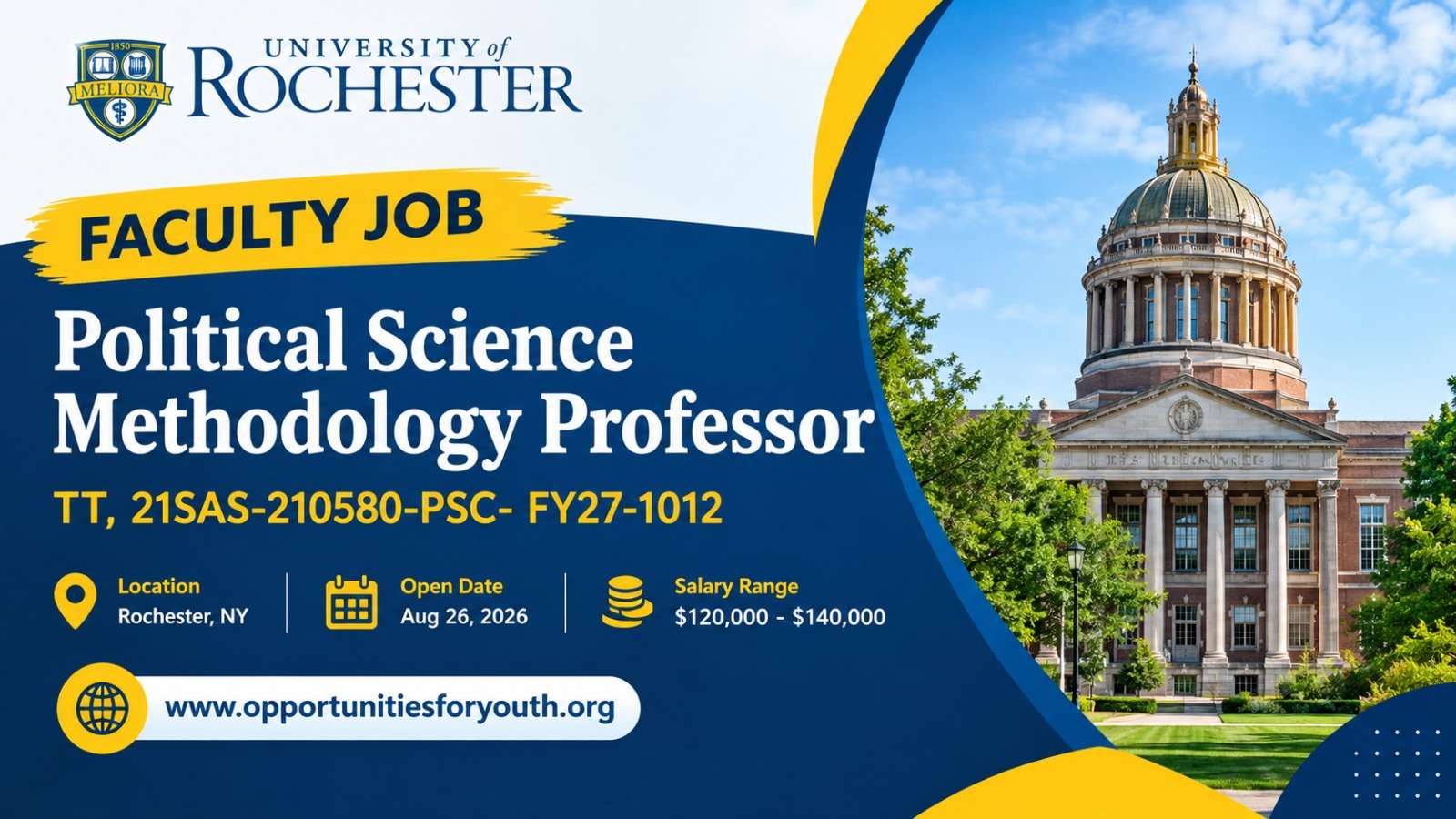 University of Rochester Political Science Professor Job 2027: Tenure-Track Assistant Professor Position in Political Methodology