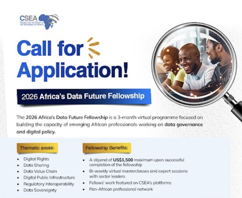 The Centre for the Study of the Economies of Africa (CSEA) 2026 Africa’s Data Future Fellowship (US$1,500 stipend)